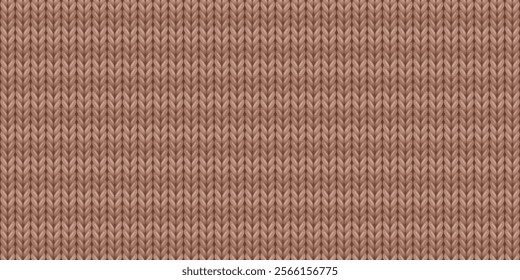 Seamless pattern of wool knitting in mocha mousse color, striped cozy sweater texture. Abstract background of knitwear cloth fabric, material of woven wool for clothing, vector illustration