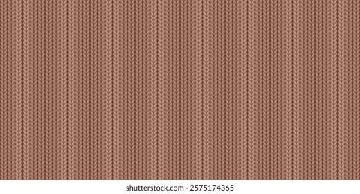 Seamless pattern of wool knitting in mocha mousse color, sweater texture with vertical stripes. Abstract background of knitwear cloth fabric, material of woven wool for clothing, vector illustration