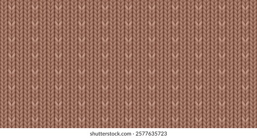 Seamless pattern of wool knitting in mocha mousse color, sweater texture. Abstract background of knitwear cloth fabric, material of woven wool or cotton yarn for clothes or plaid, vector illustration