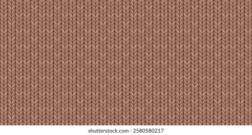 Seamless pattern of wool knitting in mocha mousse color, sweater texture. Abstract background of knitwear cloth fabric, material of woven wool or cotton yarn for clothes or plaid, vector illustration