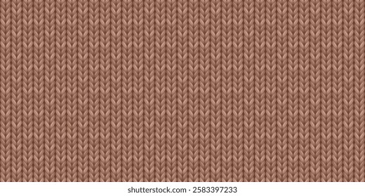 Seamless pattern of wool knitting in mocha mousse color, sweater texture. Abstract background of knitwear cloth fabric, material of woven wool or cotton yarn for clothes or plaid, vector illustratoin