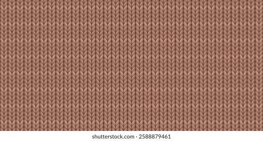 Seamless pattern of wool knitting in mocha mousse color, cozy sweater texture with thin stripes. Abstract background of knitwear cloth fabric, material of woven wool for clothing, vector illustration