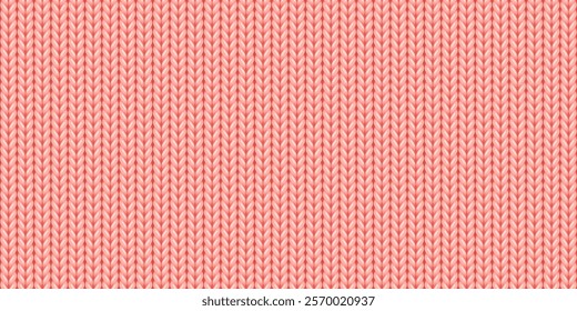 Seamless pattern of wool knitting, pink sweater texture. Abstract background of knitwear cloth fabric, material of woven wool or cotton yarn for cozy warm winter sweater or plaid, vector illustration