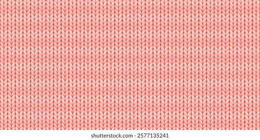 Seamless pattern of wool knitting, pink sweater texture. Abstract background of striped knitwear cloth fabric, material of woven wool or cotton yarn for winter sweater or plaid, vector illustration