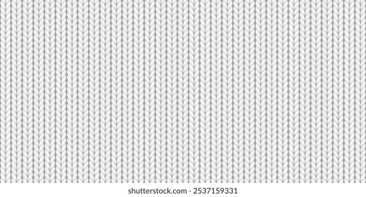 Padrão contínuo de tricô de lã, textura de suéter branco. Fundo abstrato de tecido de pano de malha, material de lã tecida ou fio de algodão para acolhedor suéter de inverno quente ou xadrez, ilustração vetorial