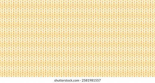 Seamless pattern of wool knitting, yellow sweater texture. Abstract background of striped knitwear cloth fabric, material of woven wool or cotton yarn for baby sweater or plaid, vector illustration