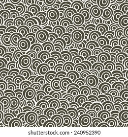 Seamless pattern with wool of sheep. Vector repeated background.