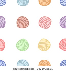 Seamless pattern with wool skeins - hand drawn vector illustration.