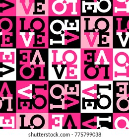 Seamless Pattern Of Word “LOVE” For Valentine’s Day