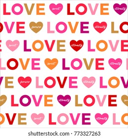 Seamless pattern of word “LOVE” and heart for valentine’s day