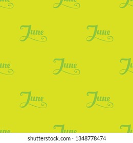Seamless pattern of word June lettering. Hand written lettering pattern for calendar backdrop