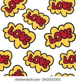 seamless pattern with word love in flat style in vector.love in graffiti style. template for background, wallpaper, textile, print, wrapping