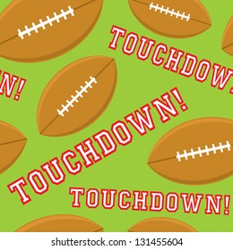 A Seamless Pattern Of The Word Touchdown Surrounded By Stylized Footballs.