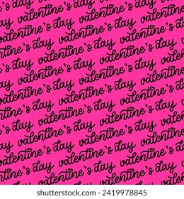 Seamless pattern of word "Valentine's Day" with pink background design for valentine’s day.