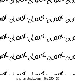 Seamless pattern of words. Love. Freehand drawing/seamless word love vector