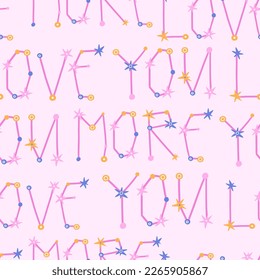 seamless pattern with words love you more. vector design for fabric, paper and more.