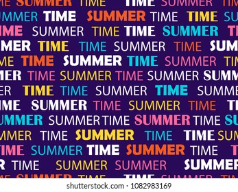 Seamless pattern with words. Summer time fashion background. Vector illustration