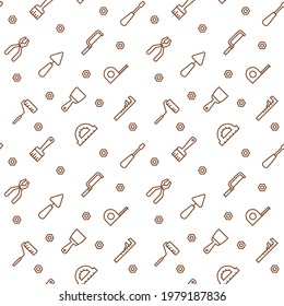 Seamless pattern with work tools. Isolated working equipment on white background. Vector illustration for wallpaper.