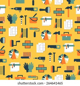 Seamless pattern working tools icons. Home repair.