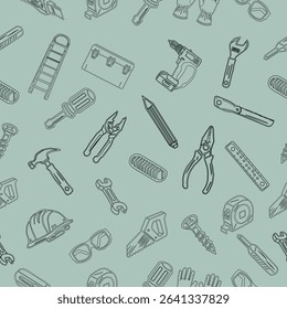 Seamless pattern of workshop tools. Repair tools background. Seamless pattern of repair tools. seamless carpenter's tools pattern. 