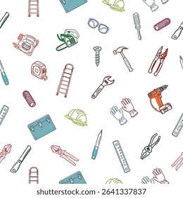Seamless pattern of workshop tools. Repair tools background. Seamless pattern of repair tools. seamless carpenter's tools pattern. 