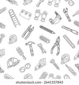 Seamless pattern of workshop tools. Repair tools background. Seamless pattern of repair tools. seamless carpenter's tools pattern. 