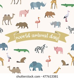 seamless pattern world animal day 
