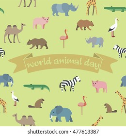 seamless pattern world animal day 