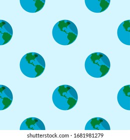 Seamless Pattern with World Icon. Vector Image.