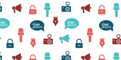 seamless pattern World Press Freedom Day 3 May with multi color flat element for background poster, banner and other