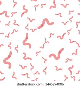 Seamless pattern of worms. Vector illustration on white background.