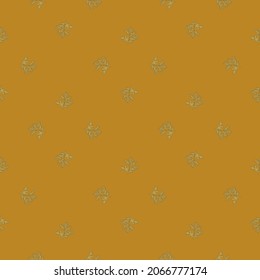 Madera de gusano sin foco sobre fondo naranja. Hermoso adorno de planta. Plantilla de textura geométrica para tela. Diseñar ilustración vectorial.