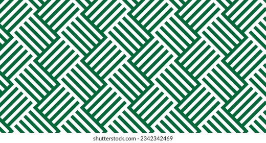 seamless pattern with woven motifs of diagonal stripes green and white