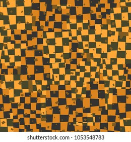 Seamless pattern of woven quadrangular elements with non-parallel sides. Chess camouflage.