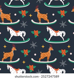 Seamless pattern for wrapping gifts. New Year and Christmas. Elements, shapes. Paper.  Retro trendy style. Hand drawn. Doodle. Xmas. Wallpaper texture. December 25th. Boho. Collage and cut out. Flat