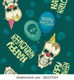 seamless pattern, wrapping paper with funny skulls