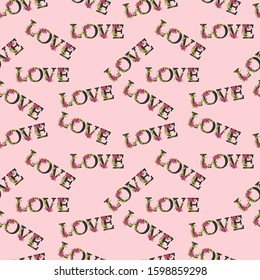 seamless pattern, wrapping paper for Valentine's Day, romantic background with floral ornament