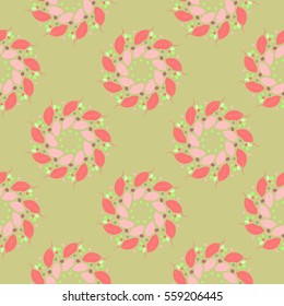 Seamless pattern of wreaths of leaves. Vector illustration