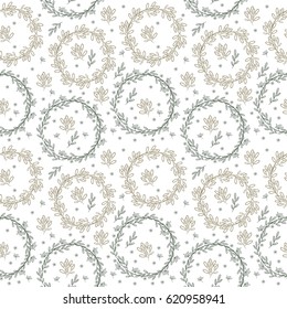 Seamless pattern with wreaths. Perfect for wedding.