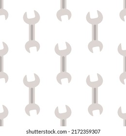 seamless pattern with wrench icon, cartoon spanner key, repair symbols, vector illustration of maintenance for design, wrapping paper, fabric
