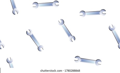 Seamless pattern with wrench icon. Spanner key. Repair symbols. Vector illustration for design, web, wrapping paper, fabric. Maintenance, mechanic.
