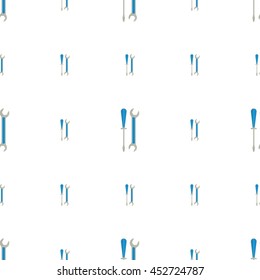 Seamless pattern of wrench and screwdriver blue-gray color. Vector EPS 10.