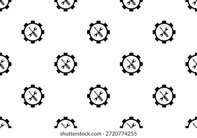 seamless pattern with wrench, screwdriver, and gear