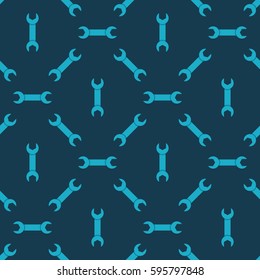 Seamless pattern with wrench - vector dark blue texture or background