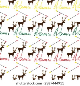 Seamless pattern with writing stag and arrow with white background