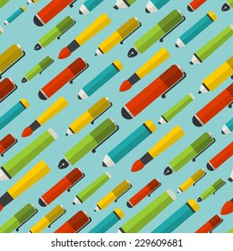 Seamless pattern with writing utensils. Vector illustration.