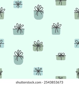 Seamless pattern ws gift boxes. New year presents