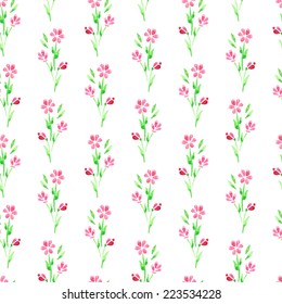 seamless pattern with wterolor bouquet of pink fowers. It can be used for wrapping paper, wallpaper, card, poster.