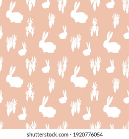 Seamless pattern wth vector illustrations of silhouette ornaments, plants and animals. Good for textile printing design, for Easter holiday decortions.