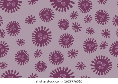 Seamless pattern Wuhan Chinese Coronavirus 2019-nCoV. Pneumonia. Bacteria Biology Organisms. Virus infection epidemic sick. Health background. Medical genetics bacteriological Microorganism. 